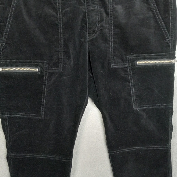 Loft Black Velvet Cargo Pants Size 12P /36in Waist 29in Inseam 42in Hip - Picture 6 of 9